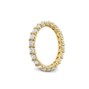ANELLO ETERNITÀ DIAMANTE SIMULATO BRILLANTE 3 CT NASTRO ORO GIALLO 14K TAGLIA 5 - Foto 1 di 4