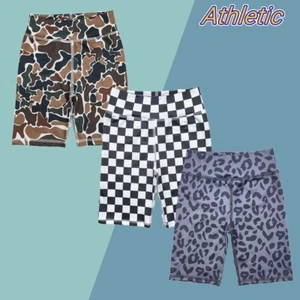 Kids Girls Athletic Wear Camouflage Leopard Yoga Shorts - Picture 1 of 7