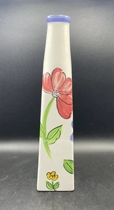 Jay Imports Tall Floral Pyramid Shaped Hand Painted Vase Vintage - Picture 1 of 8