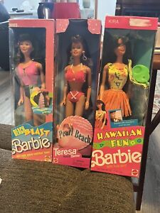 Rare Mattel Vintage Pearl Beach Barbie 1997 Teresa +Miko+Kira-Damaged Boxes