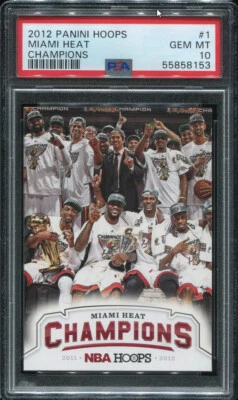 PSA 10 GEM MINT 2012 PANINI HOOPS LeBRON JAMES #1 MIAMI HEAT CHAMPIONS SSP B200 - Image 1 of 2
