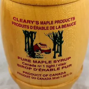 Cleary's Pure Maple Syrup from Canada 1.68 oz in Wooden Barrel RARE HTF - Picture 1 of 5