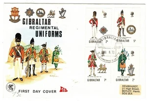 GIBRALTAR REGIMENTAL UNIFORMS 1970 FIRST DAY COVERS - Picture 1 of 1