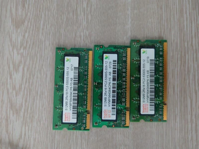 Lot of 3 Hynix 512MB PC2 5300S Genuine SODIMM DDR2 RAM - Image 1 of 2