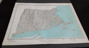 STATES OF MASSACHUSETTS RHODE ISLAND CONNECTICUT ORIGINAL 1950 USGS 30x23 MAP - Picture 1 of 12