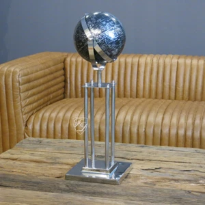 Deko Chrom Globus Art Deco Maritim Elegant schwarz Antik Nostalgie Dekoration - Bild 1 von 2