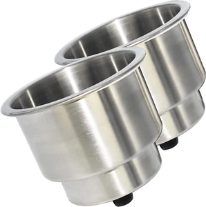 2Pcs Stainless Steel Cup Drink Holder with Drain for Marine Boat RV Camper - Picture 1 of 7