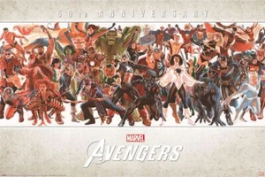 Avengers Line Up (By Alex Ross) Maxi Poster - Black Gloss Framed - Picture 1 of 1