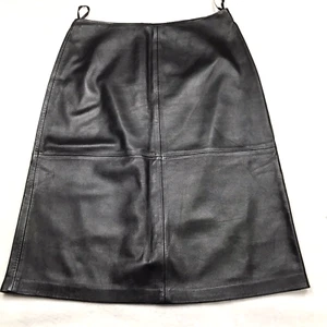 Falda de cuero GAP vintage para mujer 10 (30x25) negra lápiz de rodilla forrada en roca gótica '99 - Imagen 1 de 13