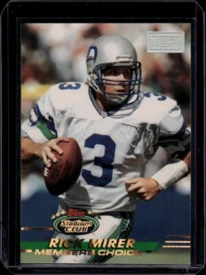 1993 Topps Stadium Club First Day #510 Rick Mirer Seattle Seahawks Football Card - Image 1 of 2
