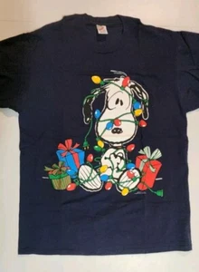 Camicia Snoopy Vintage Natale Arachidi Grafica Made In Usa Punto Singolo Taglia XL - Foto 1 di 7