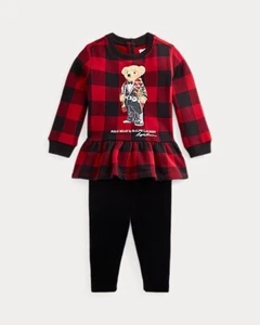 New Ralph Lauren POLO Baby Girl Polo Bear Top & Legging Set 3M 21-24” 10-14 lbs - Picture 1 of 14