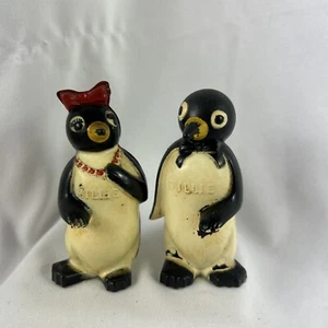 Willie and Millie Penguins Salt and Pepper Shakers Plastic Kool Cigarettes Vtg - Picture 1 of 6