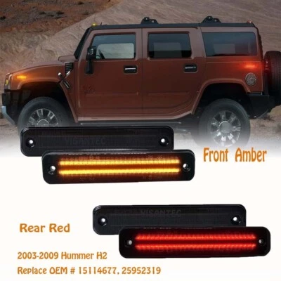 For 2003-2009 Hummer H2 Front&Rear LED Side Marker Fender Turn Signal Lights 4pc - Image 1 of 4
