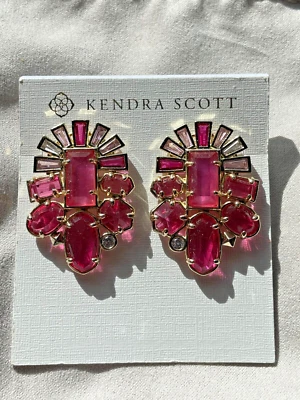 Pendientes Kendra Scott Huckaby Cristal en Fucsia con Marco Dorado Nuevos Foto 1 de 3