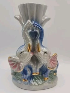 Jarrón De Colección Lusterware Elefante Azul Iridiscente Porcelana Amor Tronco Corazón Dorado - Imagen 1 de 11