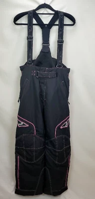 FRX Womens Snowmobile Suspender Sugar Pants Size 10 Medium Black Pink Insulated - Image 1 of 4