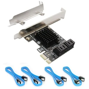 Ziyituod Carte SATA PCIE3.0 4 Ports avec 4 câbles SATA Carte d'extension de c... - Photo 1/7