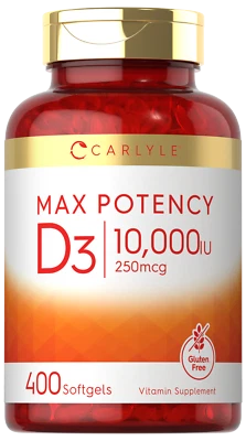 Vitamin D3 10000 IU 400 Softgels | Value Size | Max Potency | by Carlyle - Image 1 of 4