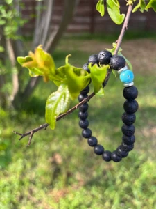 Volcanic Lava Stone & Turquoise Essential Oil Diffuser Aromatherapy Bracelet - Picture 1 of 6
