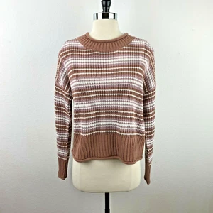 Hippie Rose Crop Pullover Pulli Mokka Mauve Kombi Streifen Strick bequem Gr. M - Bild 1 von 8
