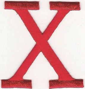 2 1/8" x 2 1/4" Red Monogram Wire Letter X embroidery patch - Picture 1 of 1