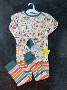 Cat & Jack 2pc Girls' Flower and Stripes Pajama Set Size 8 - Picture 1 of 6