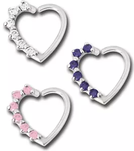 16 g 3/8 Zoll STACHEL CZ ~ Knorpel Ohr ~ DAITH FUNKELNDES HERZ Piercing Ohrring Creolen - Bild 1 von 14