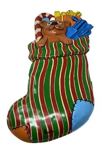 Vintage Old Empire Plastic Christmas Puppy Stocking Made in Hong Kong - Picture 1 of 12