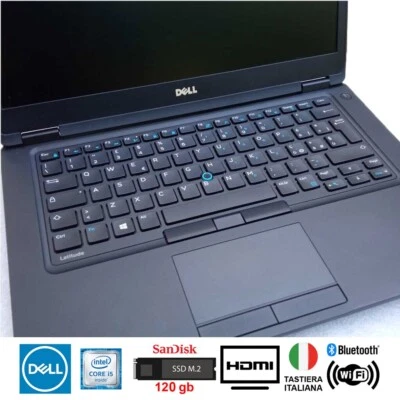 Dell Latitude 5480 14 HD Intel i5-6300u Ram 8gb SSD M.2 SanDisk 120gb Windows 11 - Immagine 1 di 4