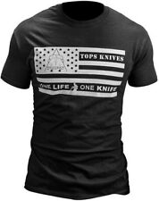 TOPS TS-FLAGBLKM Men's Black Flag Logo T-Shirt - Size Medium