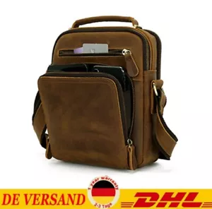 Vintage Herren Schultertasche Echt Leder CrossbodyBag Handtasche MessengerTasche - Bild 1 von 14