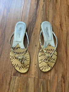 Dolce & Gabbana Yellow & Brown Python Studded Slide Sandals DG Sz 36 EU 6 US - Picture 1 of 5