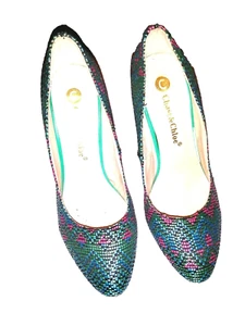 Chase and Chloe Damen-Pumps 3 Zoll grün, schwarz & rosa Absätze Größe 7,5 - Bild 1 von 12