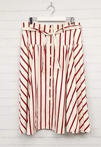 Women's Portmans red/white striped cotton midi skirt size 16 - Picture 1 of 8