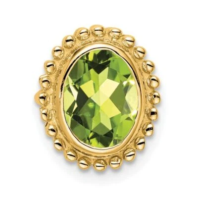 14K Yellow Gold Oval Peridot Chain Slide 1.66g L-11.6mm W- 10mm Gift for Her - Image 1 of 4