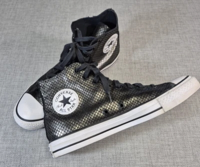 Converse Women's Chuck Taylor Hi Sneakers Black Metallic Snake Scale - Size 10 - Image 1 of 4