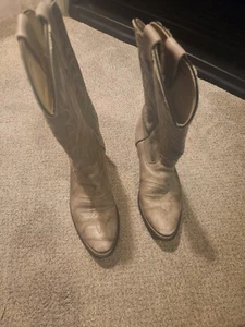 Vintage Gray Leather Cowboy Boots Mens Size 9.5 D Texas Style 1010 #S89 - Picture 1 of 6