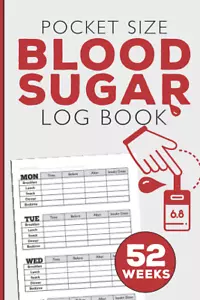 Diabetes Log Book Pocket Size For Recording Blood Sugar Levels: Mini Log Book 4 - Picture 1 of 12