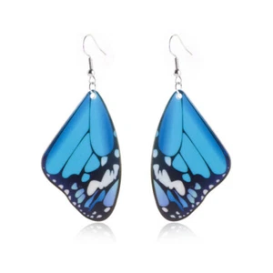 BRAND NEW DANGLE ACRYLIC BUTTERFLY EARRINGS STAINLESS STEEL HOOKS BLUE COLOR - Picture 1 of 1