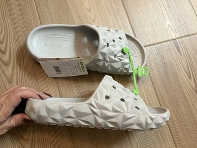 Crocs Women's Classic Geometric Slides In Greyish Silver Size 8 New with Tags - Image 1 of 4