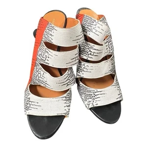 Rebecca Minkoff Skyler Wedge Heels Mule Bootie Women 9 M White/Orange Reptile - Picture 1 of 7