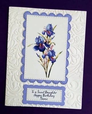 Tarjeta de cumpleaños personalizada para hija nuera iris tema verso interior Foto 1 de 4