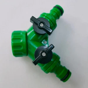 2- Tap Hose Connector Splitter Garden Horse Connectors (Green) - Picture 1 of 12