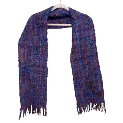 Bufanda tejida multicolor azul púrpura mezcla mohair Mucros Weavers Ireland 9x70 pulgadas Foto 1 de 4
