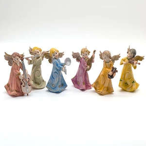Italienischer Engel Musiker Gummi Figur 6er Set abnehmbare Flügel Vintage 50er Jahre - Bild 1 von 22