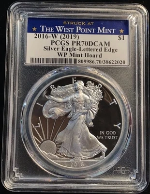 2016-W 2019 $1 PCGS PR70DCAM Silver Eagle-Lettered Edge WP Mint Hoard - Image 1 of 2