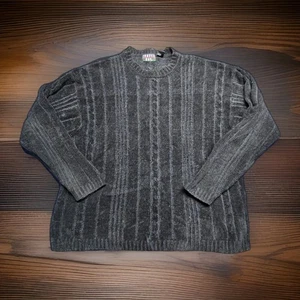 VTG 90s Trader Bay Textured Knit Sweater XL Gray Acrylic Cotton Thailand - Picture 1 of 3