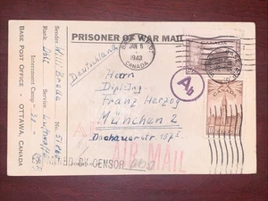 🏴☠️ Ab Prisoner of War Canada 6.1.43 POW-Camp 31 Cobe WWII - Bild 1 von 2