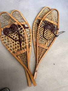 Vintage Schneeschuhe aus Holz, 2 Paar - Bild 1 von 11